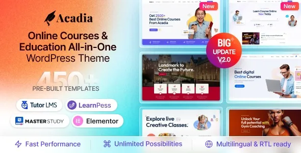 Acadia – Education WordPress Theme For University & Online Course