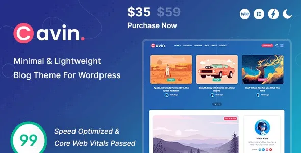 Cavin – Minimal & Lightweight WordPress Blog Theme