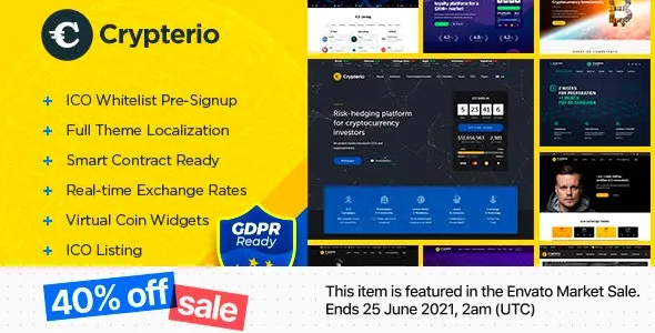Crypterio – ICO Landing Page and Cryptocurrency WordPress Theme