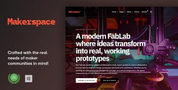 Makerspace – FabLab & Community Workshop WordPress Theme