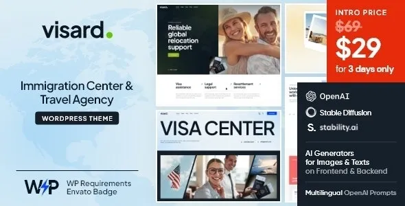 Visard – Immigration Center & Travel Agency WordPress Theme